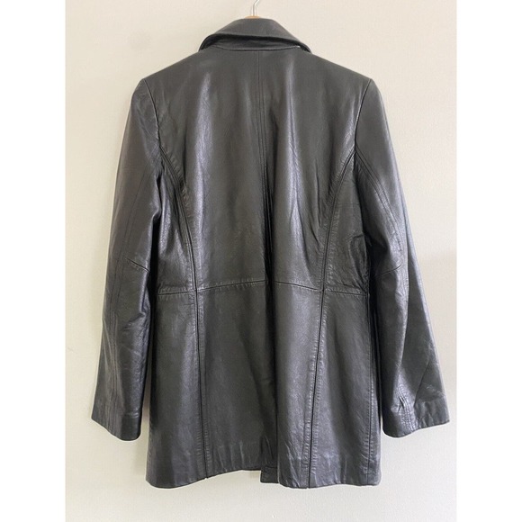 Vintage JLC New York 100% Genuine Leather Blazer Jacket Women's Black Size MED - Picture 8 of 11
